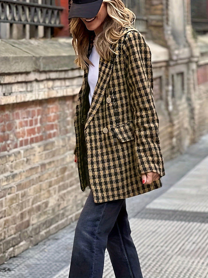 Blazer Femme Structuré Stylé avec Motif Carreaux Chic