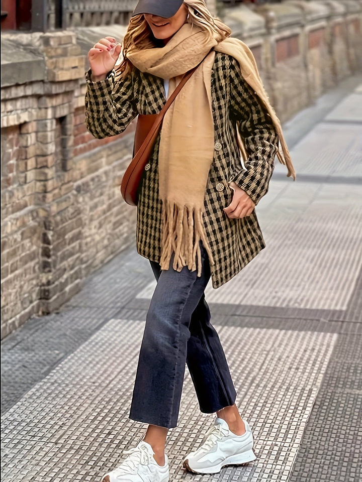 Blazer Femme Structuré Stylé avec Motif Carreaux Chic