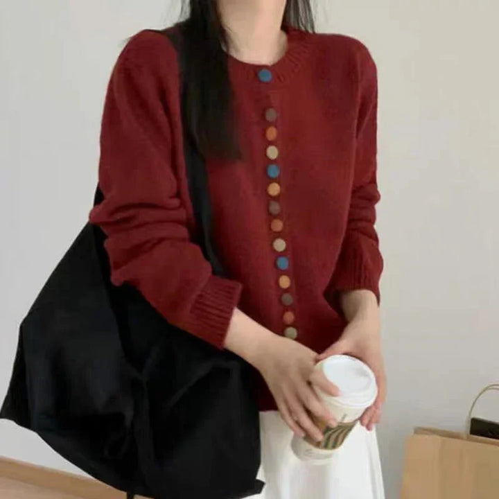 Thessira | Women's Button-Front Cardigan Sweater - Cream - Image 2