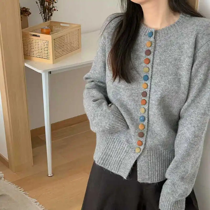 Thessira | Women's Button-Front Cardigan Sweater - Cream - Image 4