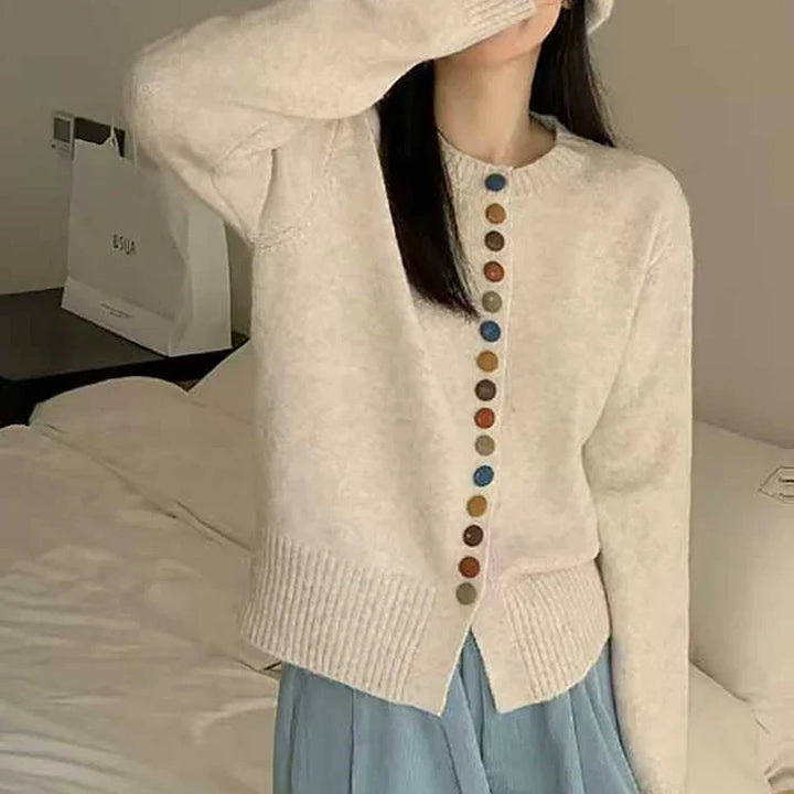 Thessira | Women's Button-Front Cardigan Sweater - Cream - Image 6