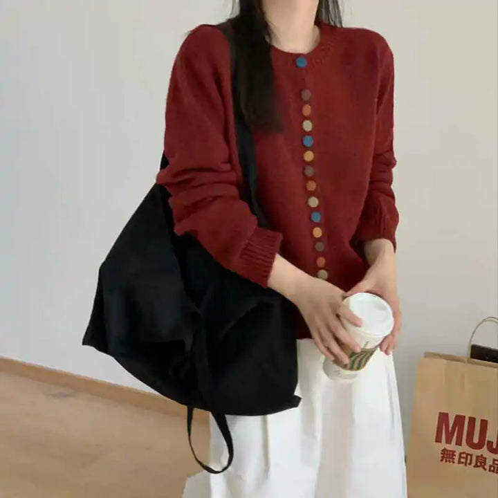 Thessira | Women's Button-Front Cardigan Sweater - Cream - Image 7