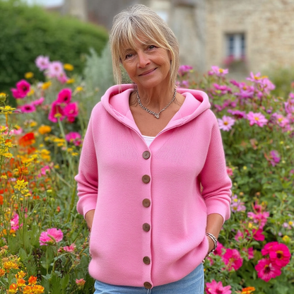 Zachte Dames Cardigan met Capuchon en Knoopsluiting
