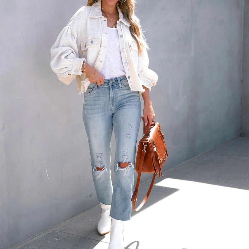 Trendy Comfortabele Dames Jas Met Unieke Speelse Mouwen