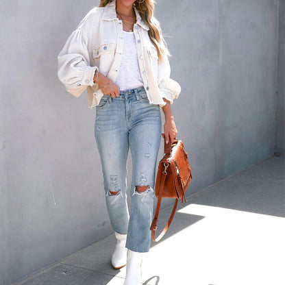 Trendy Comfortabele Dames Jas Met Unieke Speelse Mouwen