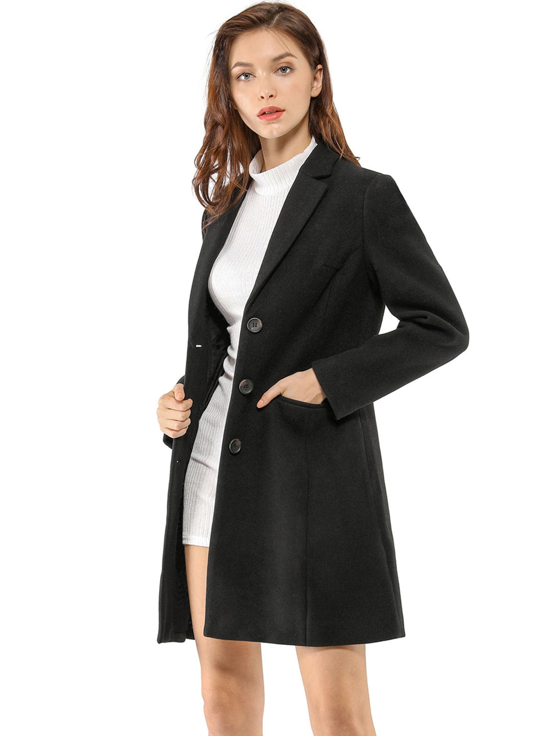 Chic Women's Coat with Lapel Collar and Buttons