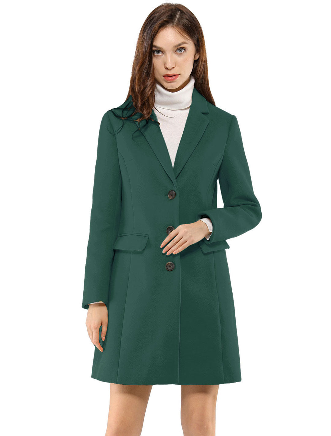 Chic Women's Coat with Lapel Collar and Buttons