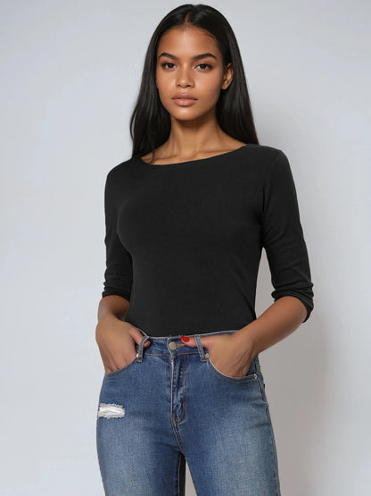 Zachte Vrouwen Shirt met Slim Fit en 3/4 Mouwen