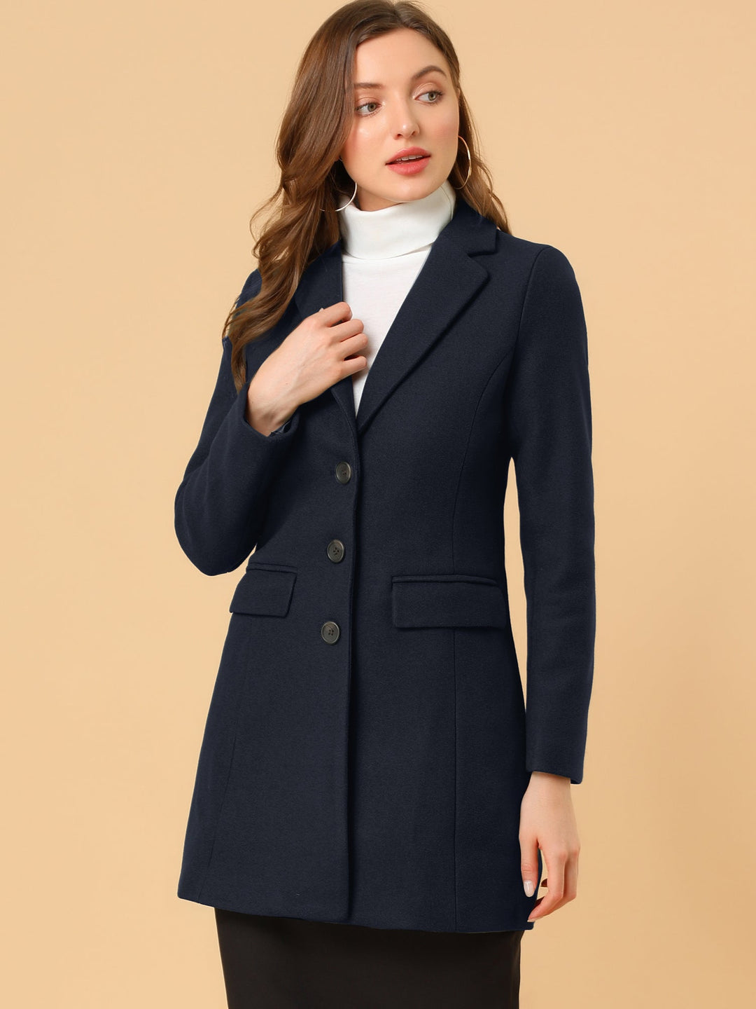Chic Women's Coat with Lapel Collar and Buttons