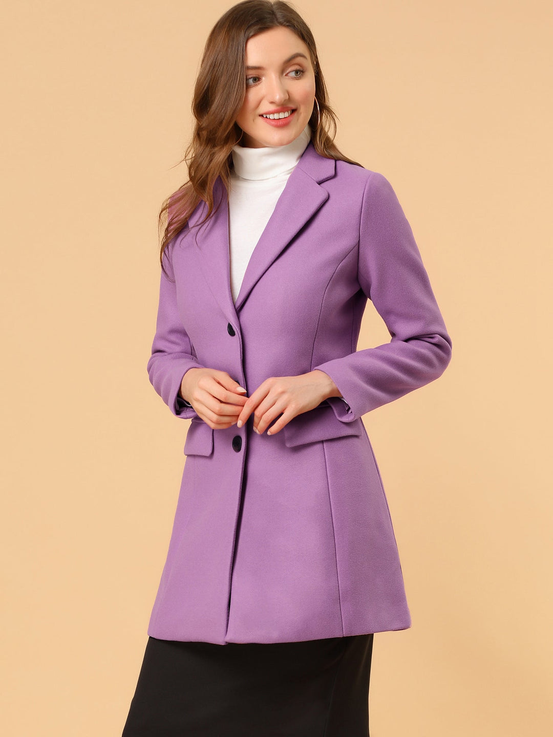Chic Women's Coat with Lapel Collar and Buttons