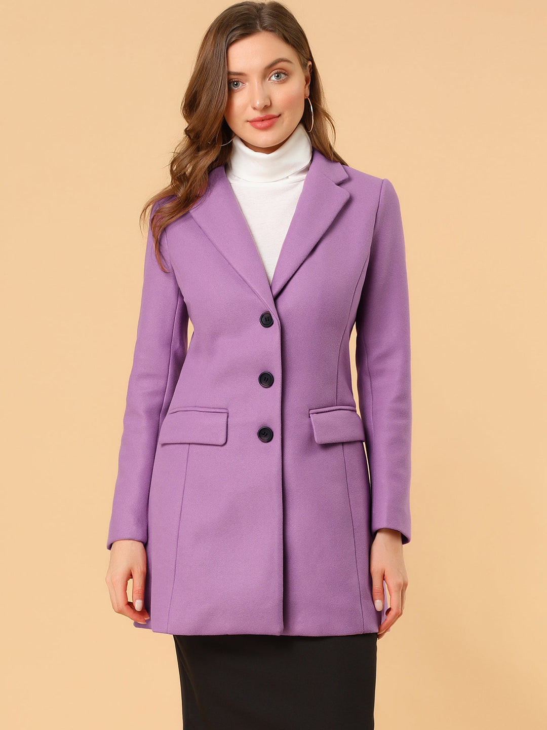 Chic Women's Coat with Lapel Collar and Buttons