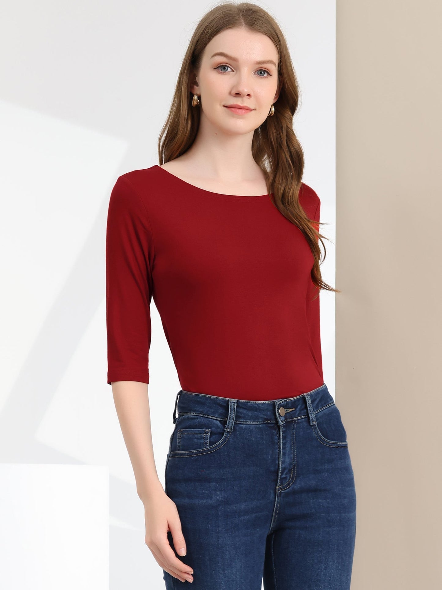 Zachte Vrouwen Shirt met Slim Fit en 3/4 Mouwen