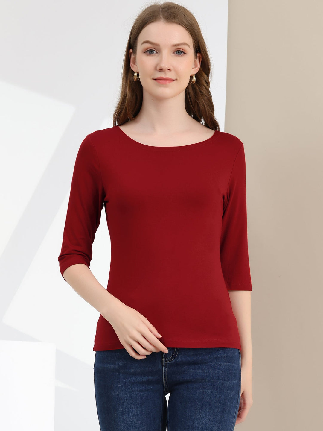 Chemise Douce Femme Coupe Slim et Manches 3/4