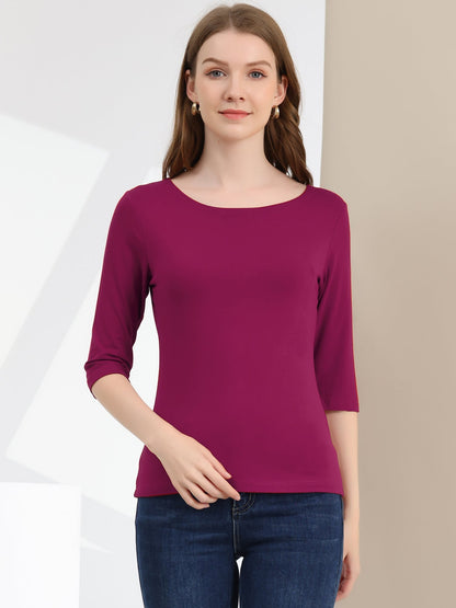 Zachte Vrouwen Shirt met Slim Fit en 3/4 Mouwen