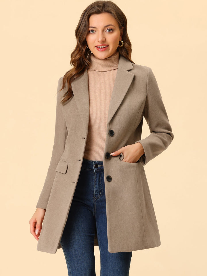 Chic Women's Coat with Lapel Collar and Buttons