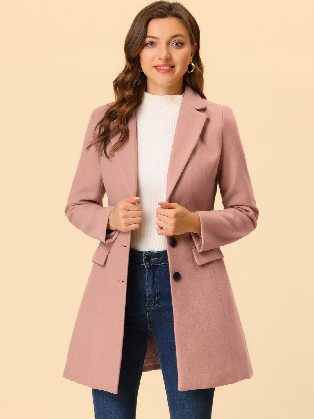Chic Women's Coat with Lapel Collar and Buttons