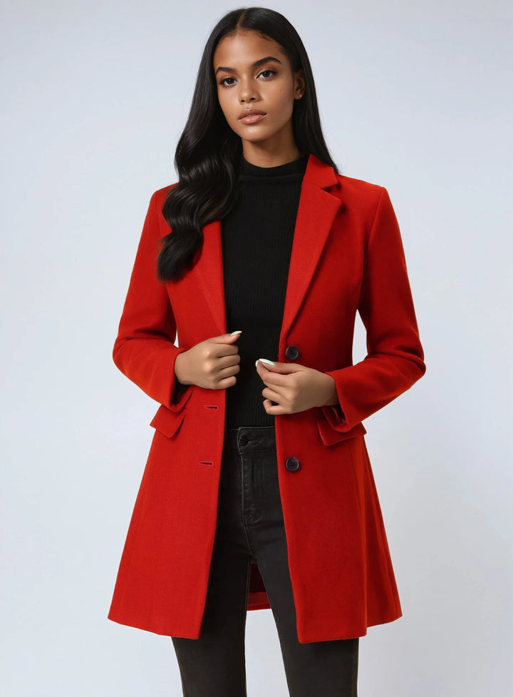 Chic Women's Coat with Lapel Collar and Buttons