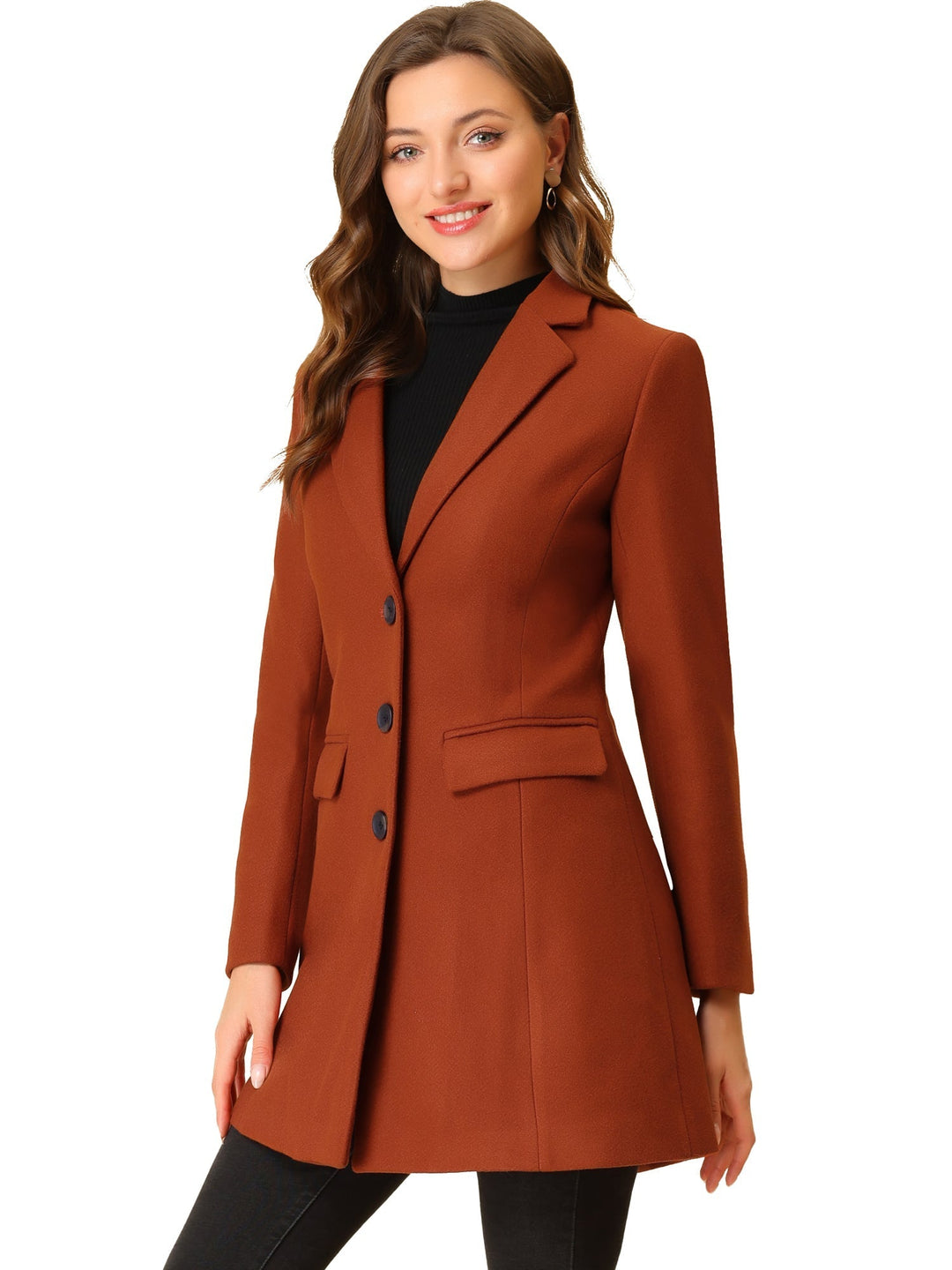 Chic Women's Coat with Lapel Collar and Buttons