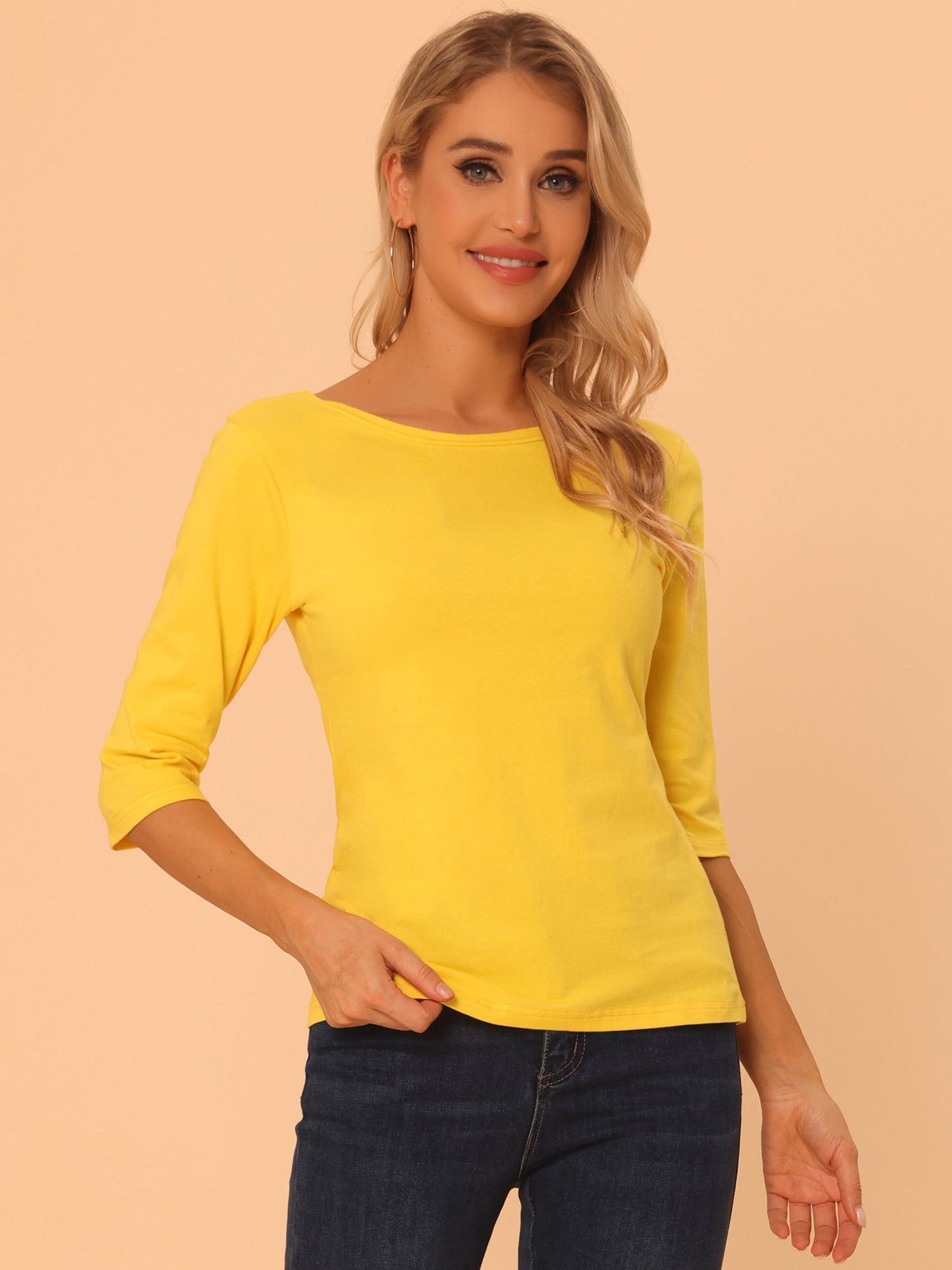 Zachte Vrouwen Shirt met Slim Fit en 3/4 Mouwen