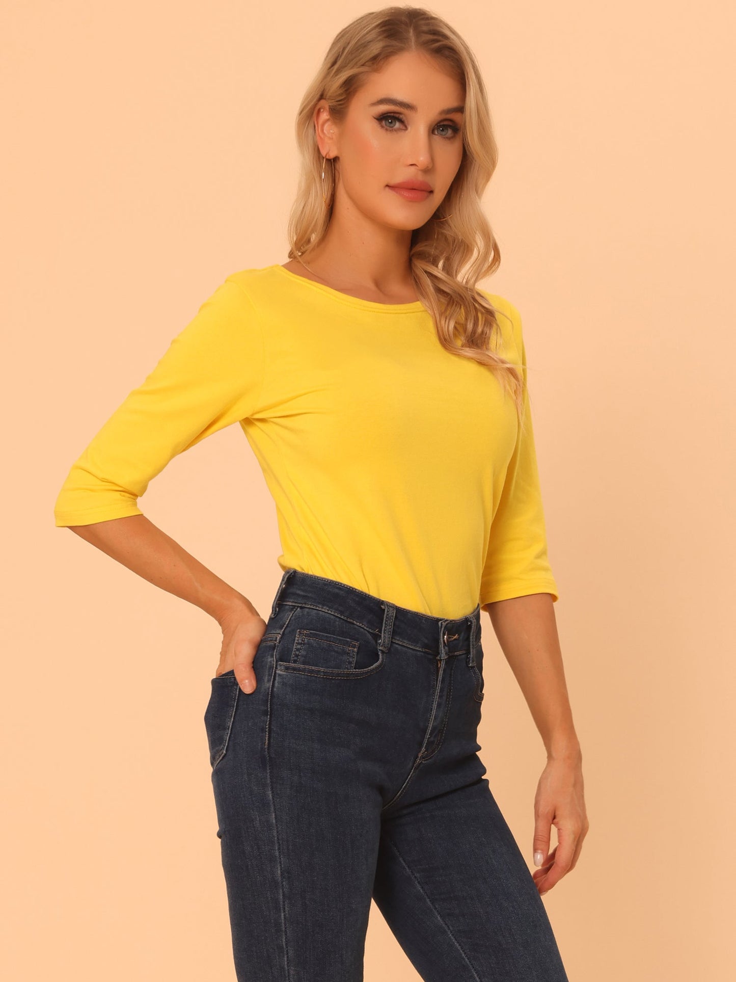 Zachte Vrouwen Shirt met Slim Fit en 3/4 Mouwen