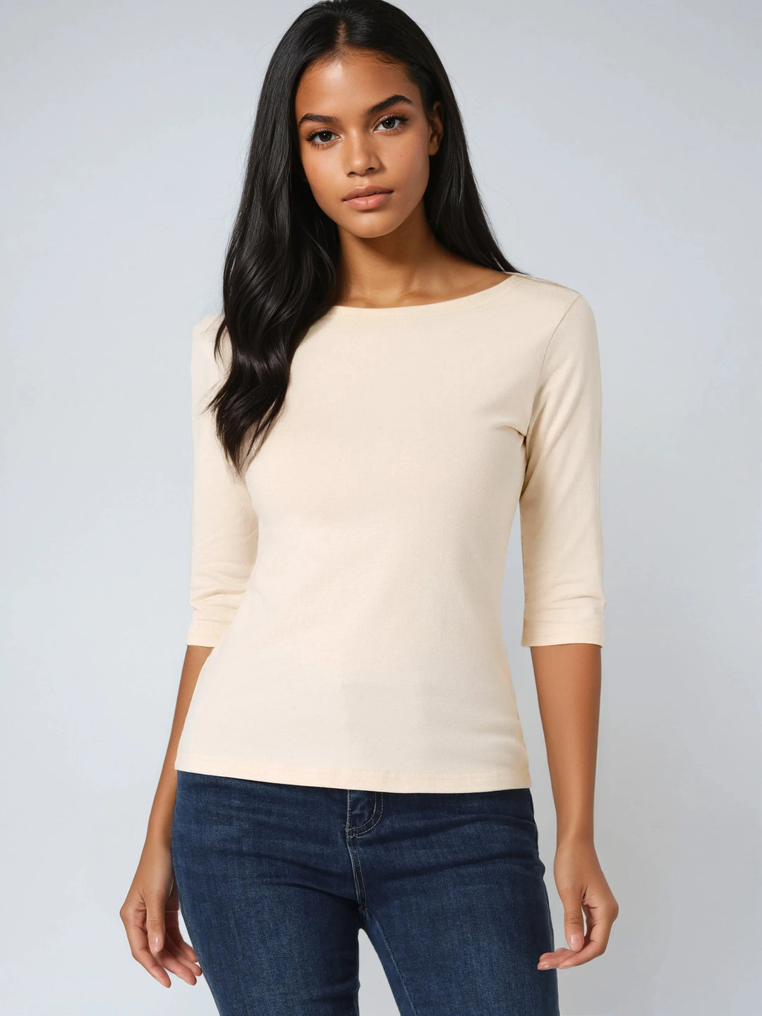 Chemise Douce Femme Coupe Slim et Manches 3/4