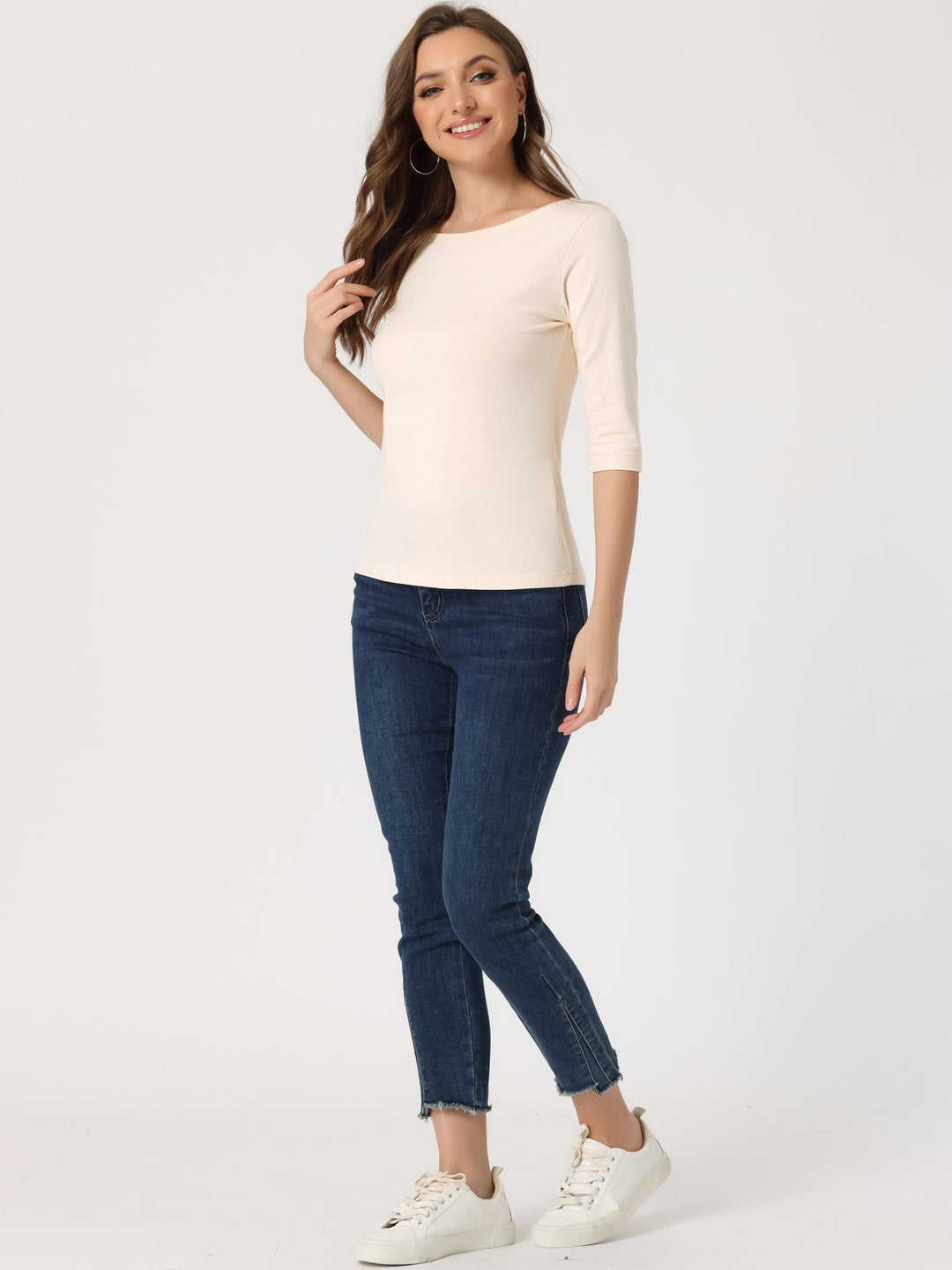 Chemise Douce Femme Coupe Slim et Manches 3/4