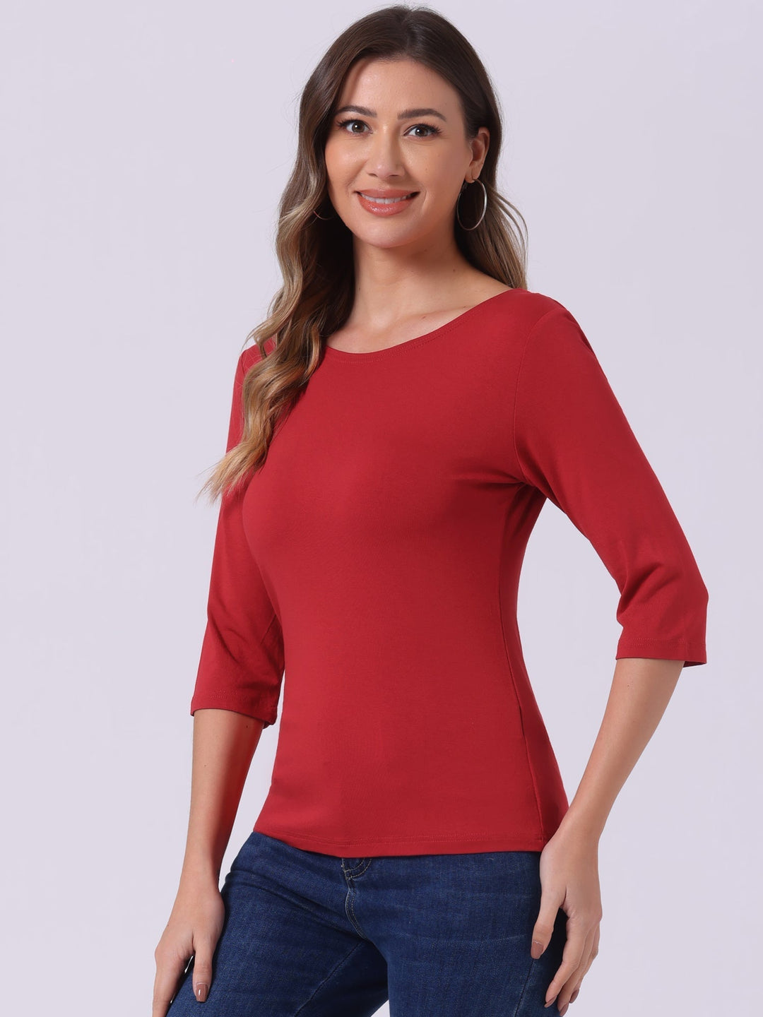 Chemise Douce Femme Coupe Slim et Manches 3/4