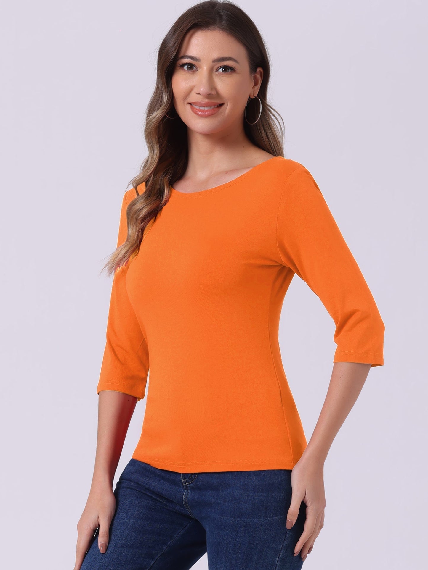 Zachte Vrouwen Shirt met Slim Fit en 3/4 Mouwen