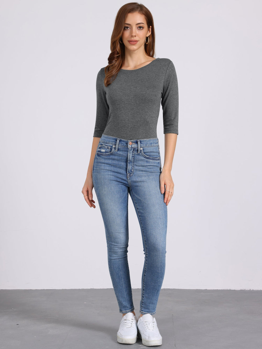 Chemise Douce Femme Coupe Slim et Manches 3/4