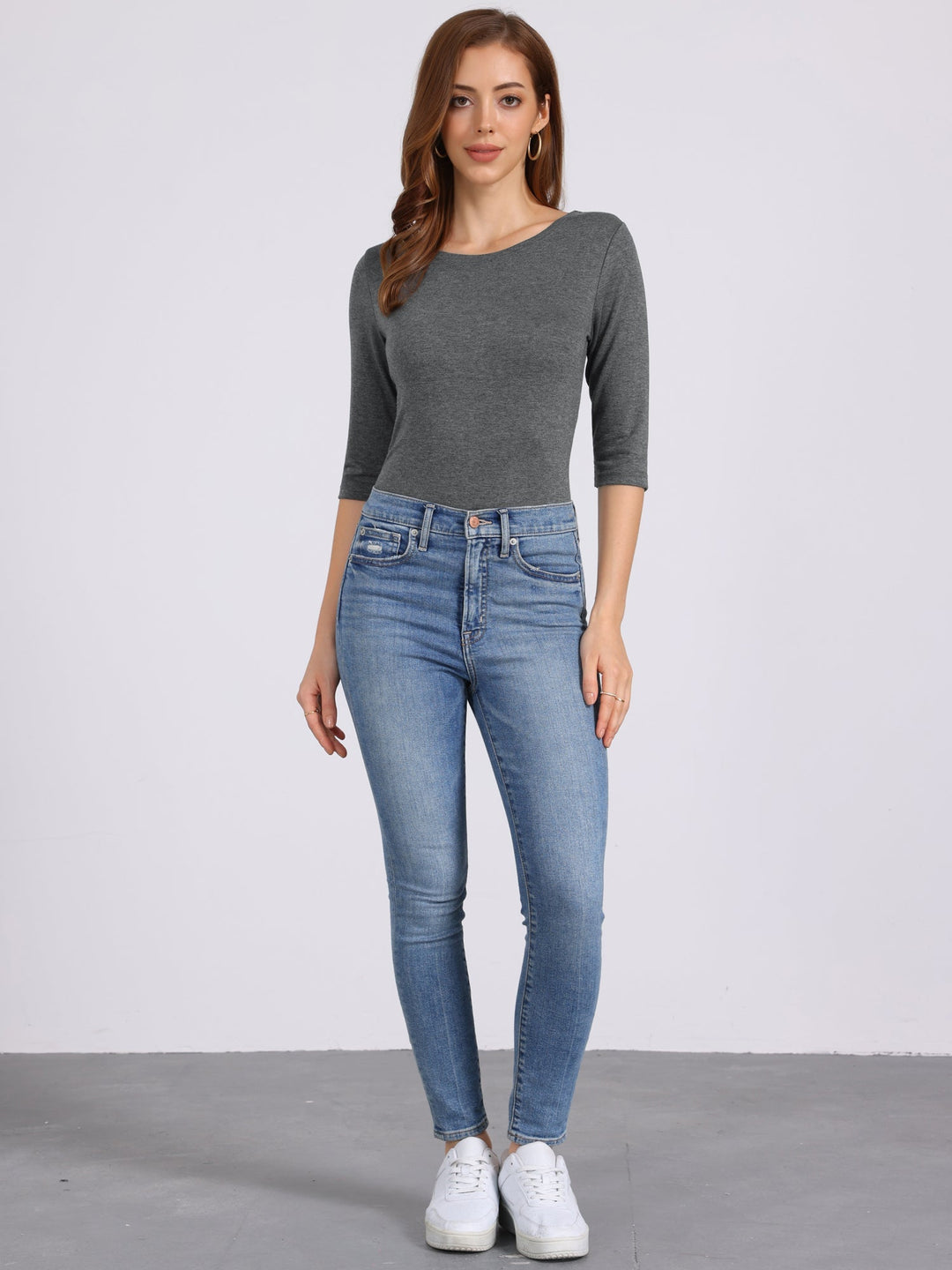 Chemise Douce Femme Coupe Slim et Manches 3/4