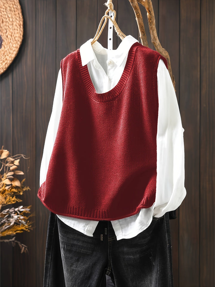 Vanthea | Women's Knit Sweater Vest and Shirt Set - Black - Image 7