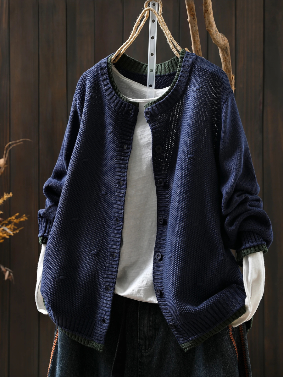 Veldara | Women's Oversized Knit Cardigan - Burgundy - Image 6