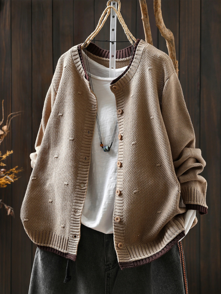 Veldara | Women's Oversized Knit Cardigan - Burgundy - Image 8