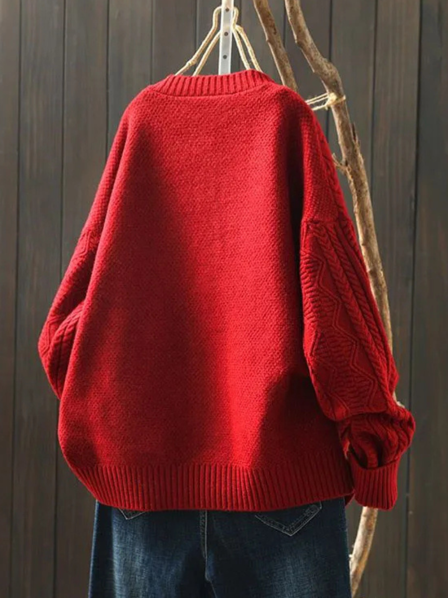 Veradis | Women's Oversized Cable Knit Cardigan - Cream - Image 3