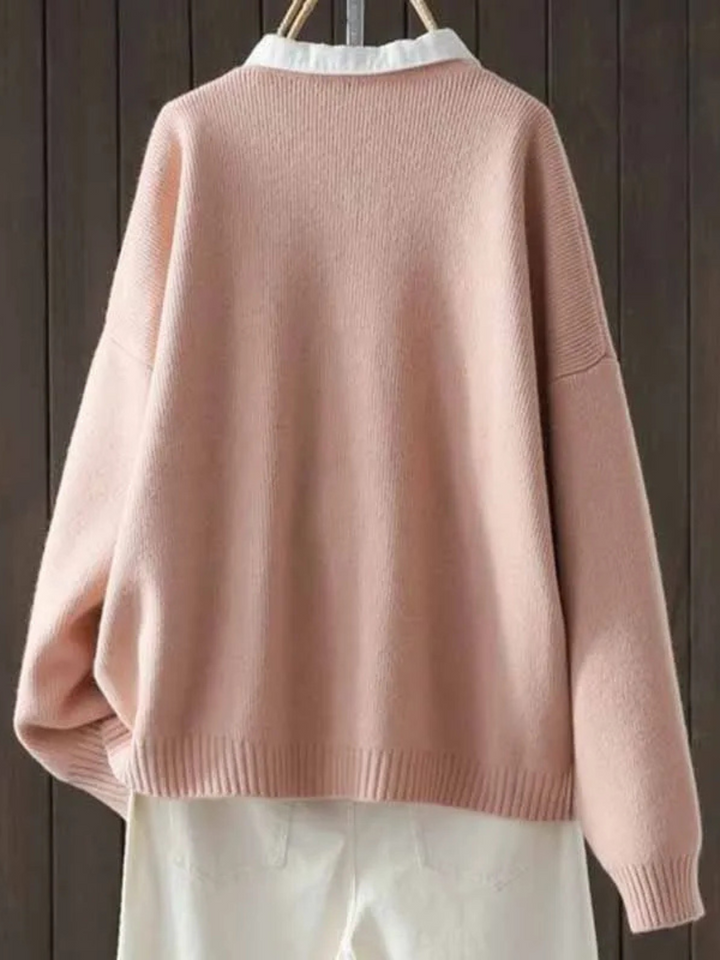 Vimala | Women's Relaxed Fit Knit Cardigan with Pockets - Cream - Image 4