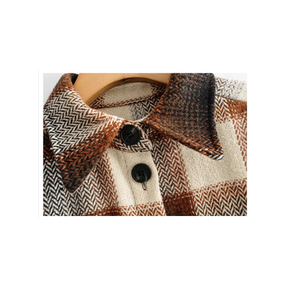 Trendy Comfortabele Geruite Dames Jas met Borstzakken