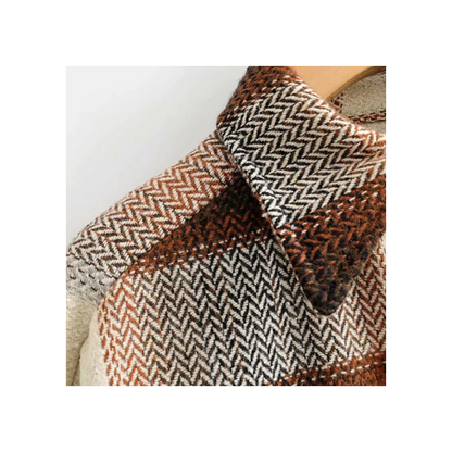 Trendy Comfortabele Geruite Dames Jas met Borstzakken