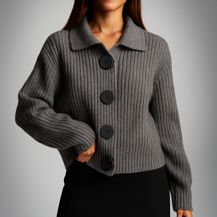 Vrelda | Women's Oversized Button-Front Cardigan - Orange - Image 4