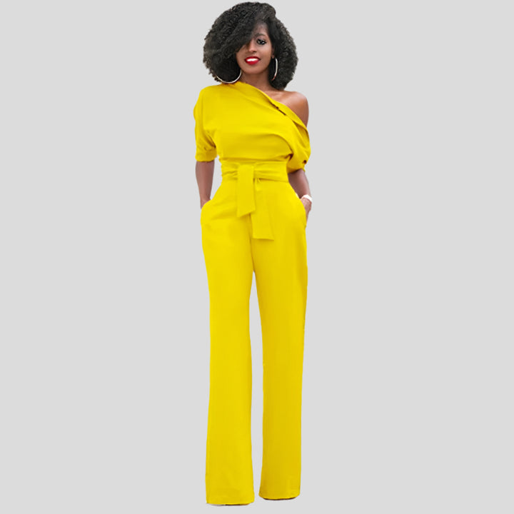 Hani | One-Shoulder Jumpsuit met Wijde Pijpen
