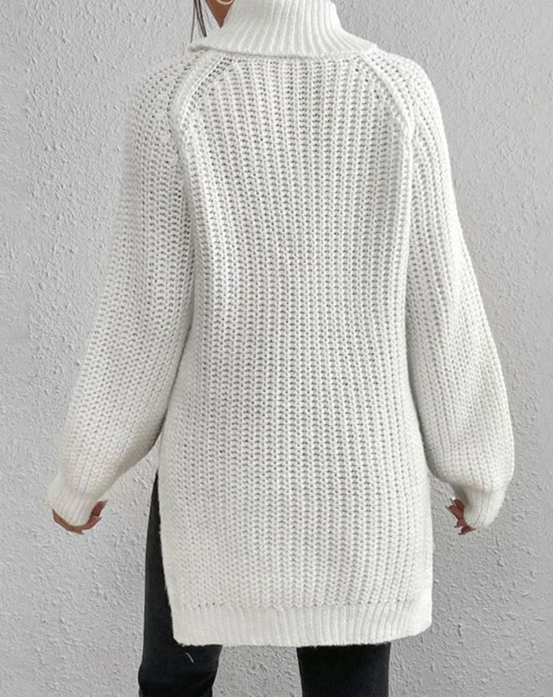 Women's Ribbed Turtleneck Sweater Long-Sleeve Chunky Knit Pullover
