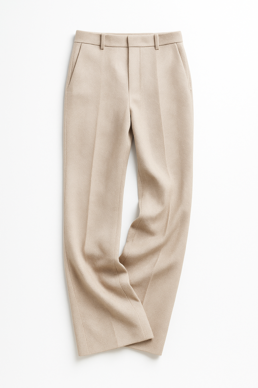 Elegant Wool-Blend Women's Pants with Straight Legs and High Waist