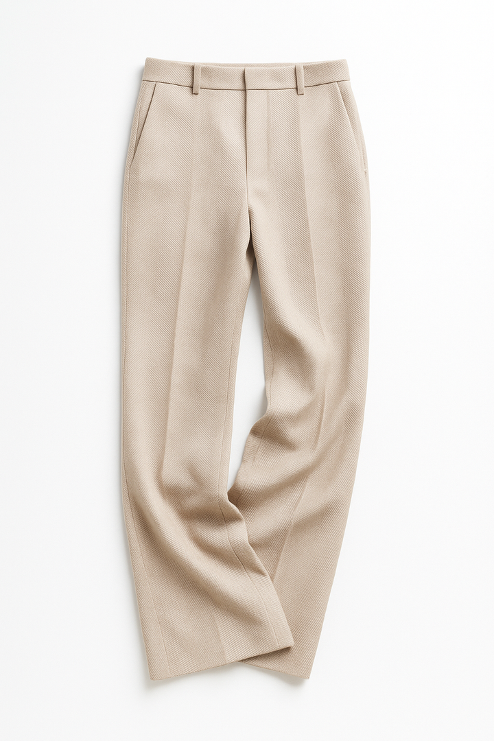 Elegant Wool-Blend Women's Pants with Straight Legs and High Waist
