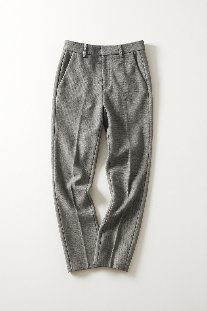 Elegant Wool-Blend Women's Pants with Straight Legs and High Waist