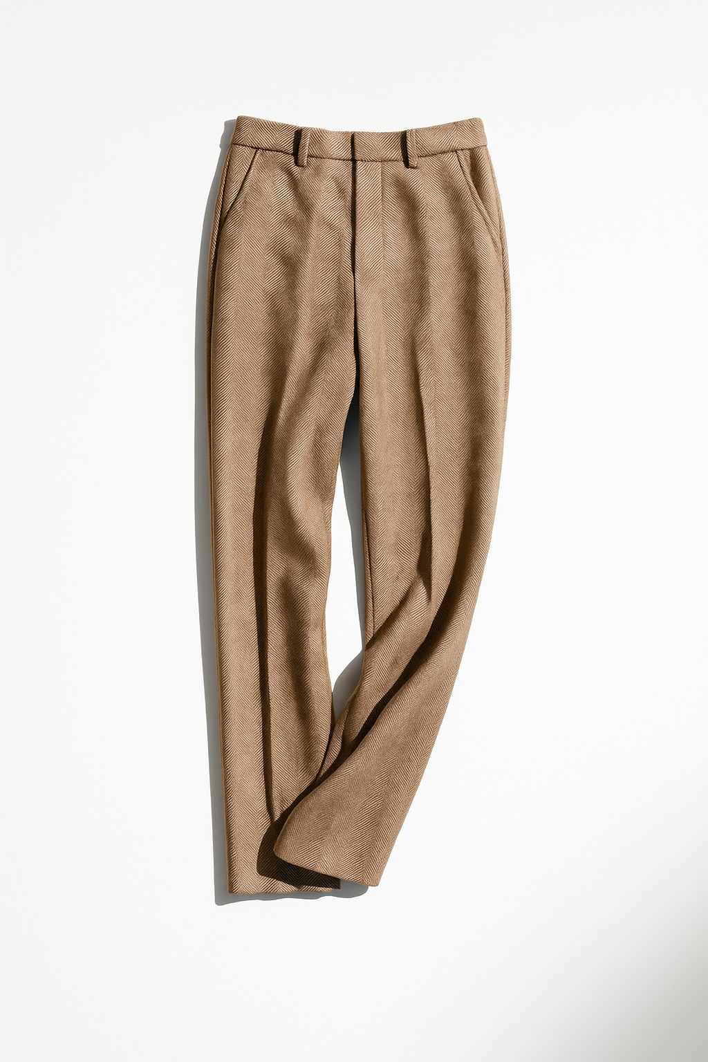 Elegant Wool-Blend Women's Pants with Straight Legs and High Waist