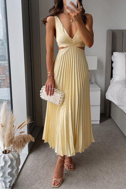 Karen | Elegante Plissé Midi-Jurk