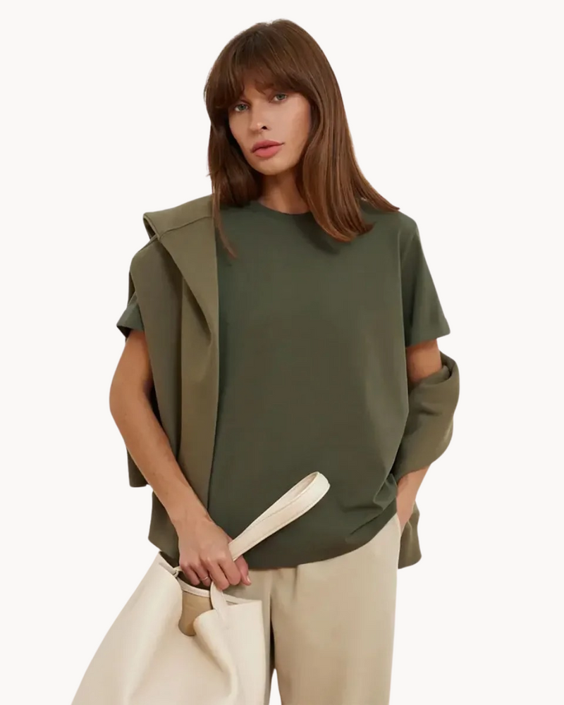 Basic Katoenen T Shirt Met Ronde Hals Voor Dames