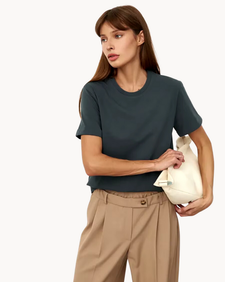 Basic Cotton T-Shirt with Round Neck for Women