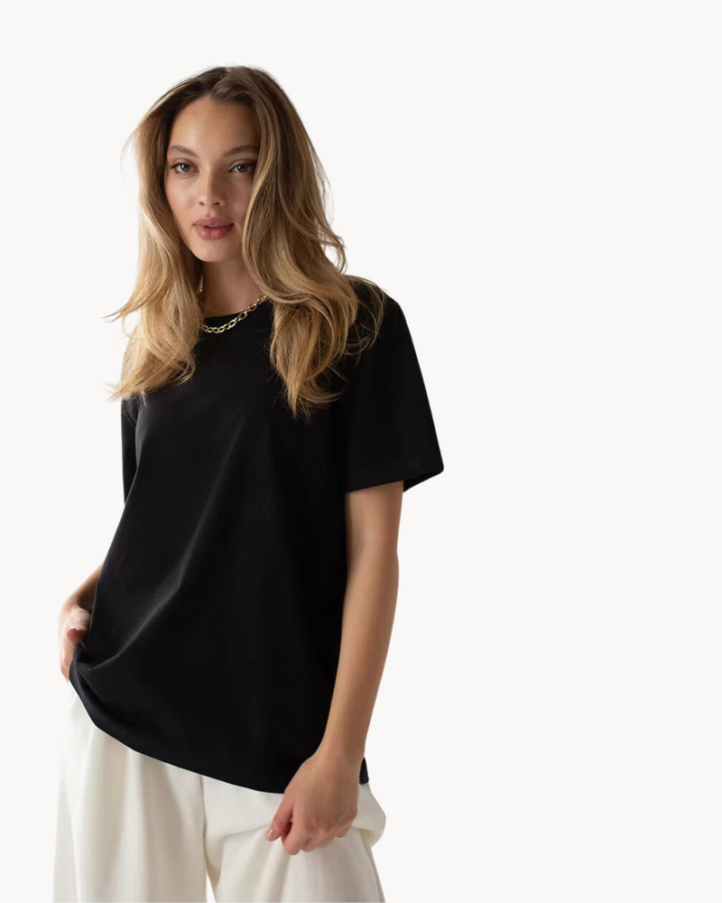 Basic Katoenen T Shirt Met Ronde Hals Voor Dames