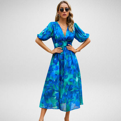 Yvonne | Zomerse Print Midi-Jurk