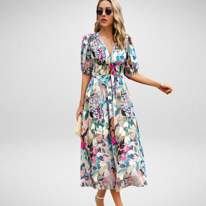 Yvonne | Zomerse Print Midi-Jurk